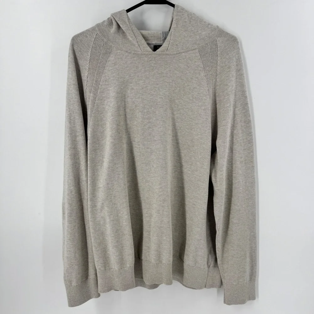 Banana Republic Mens Light Beige 100% Cotton‎ Raglan Knit Pullover Hoodie Large
